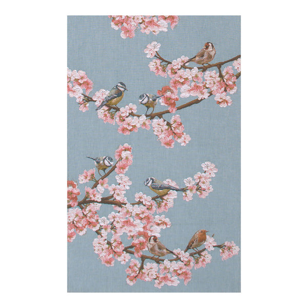 Passerines Branch Blue French Tapestry Table Runner