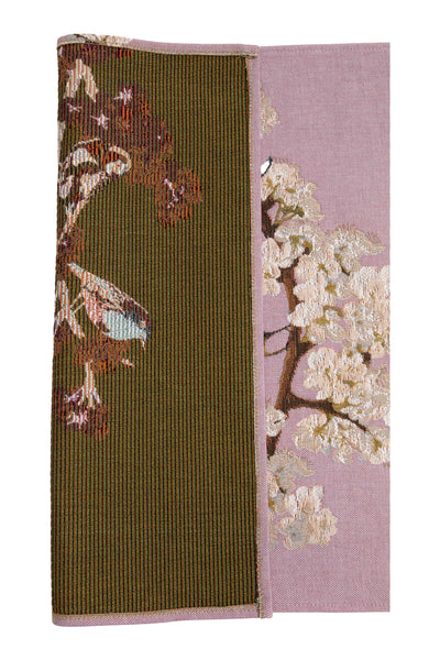 Passerines Branch Pink French Tapestry Table Runner