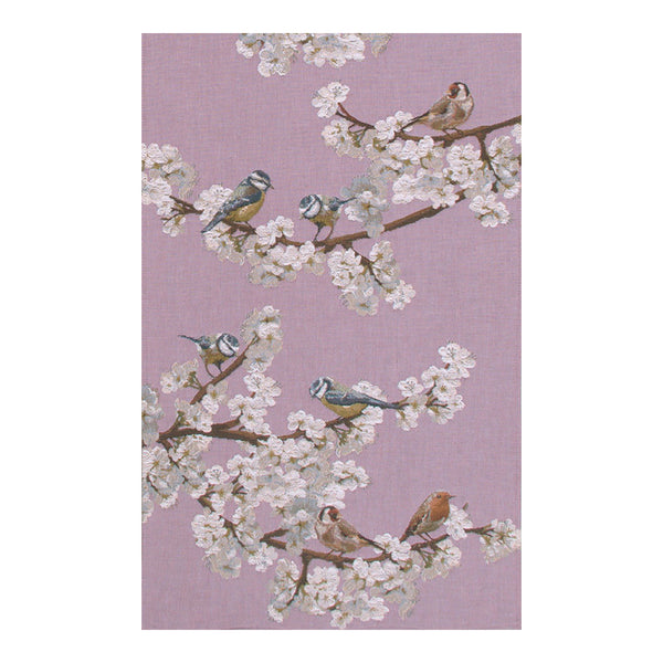 Passerines Branch Pink French Tapestry Table Runner