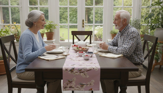 Passerines Branch Pink French Tapestry Table Runner