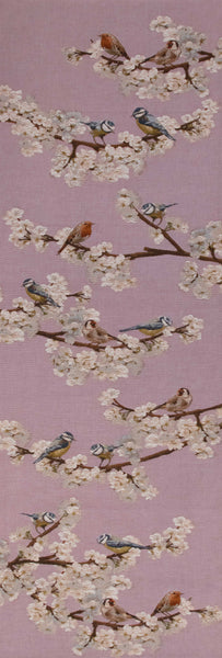 Passerines Branch Pink French Tapestry Table Runner