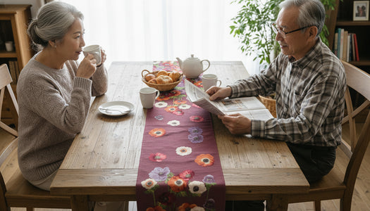 Anemones Purple French Tapestry Table Runner