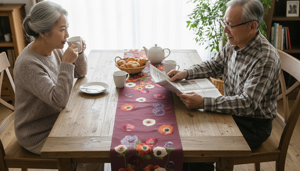 Anemones Purple French Tapestry Table Runner