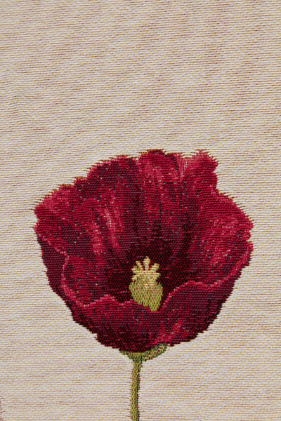 Poppy White French Tapestry Table Runner