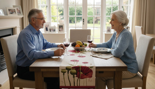 Poppy White French Tapestry Table Runner