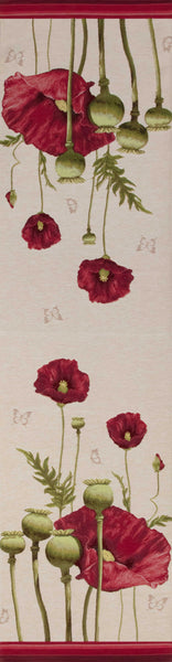 Poppy White French Tapestry Table Runner