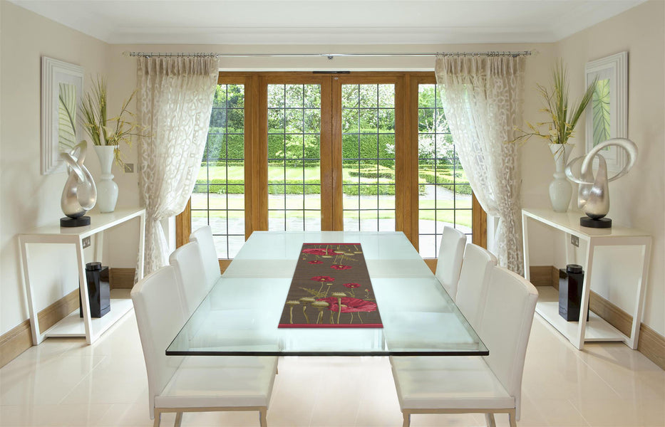 Poppy Gray French Tapestry Table Runner