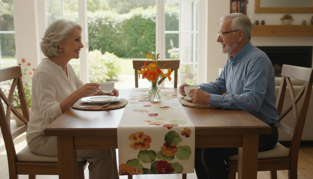 Nasturtium White French Tapestry Table Runner