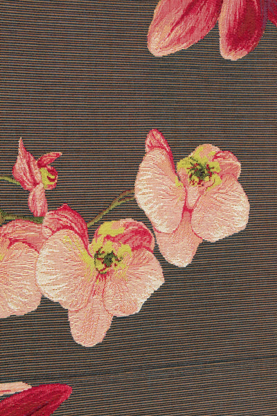Pink Orchids Grey French Tapestry Table Runner