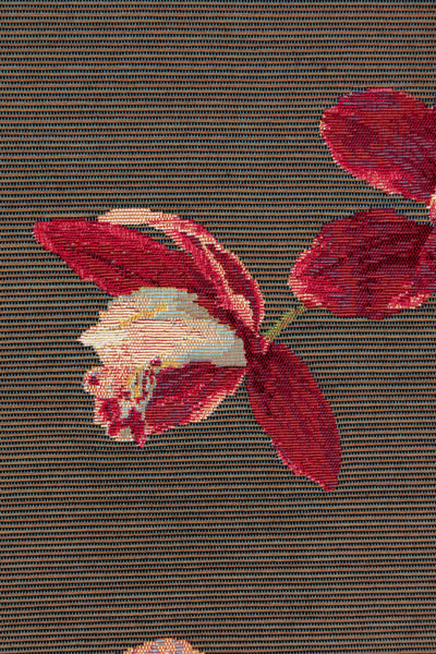 Pink Orchids Grey French Tapestry Table Runner