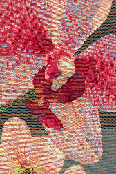 Pink Orchids Grey French Tapestry Table Runner