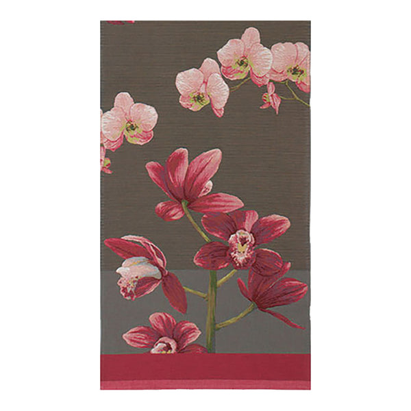 Pink Orchids Grey French Tapestry Table Runner