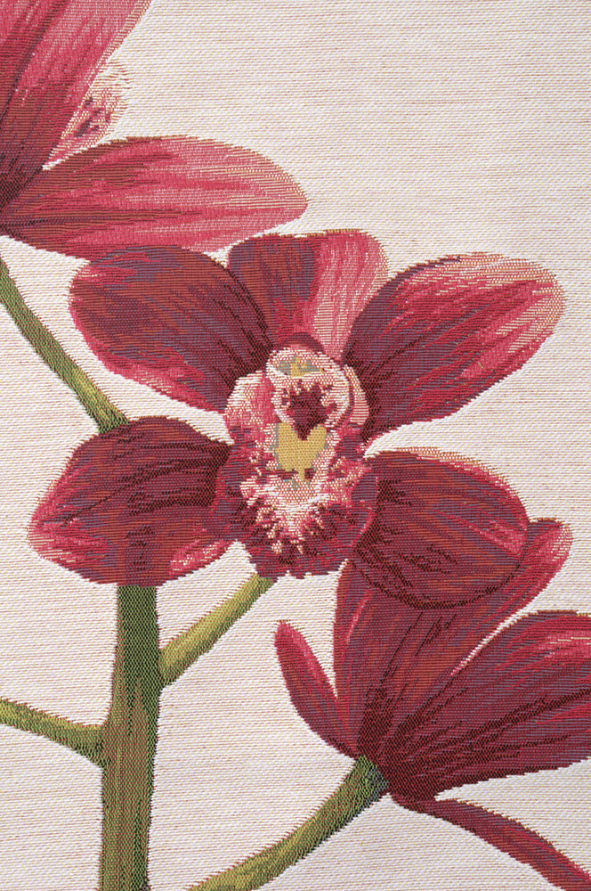 Pink Orchids White  French Tapestry Table Runner