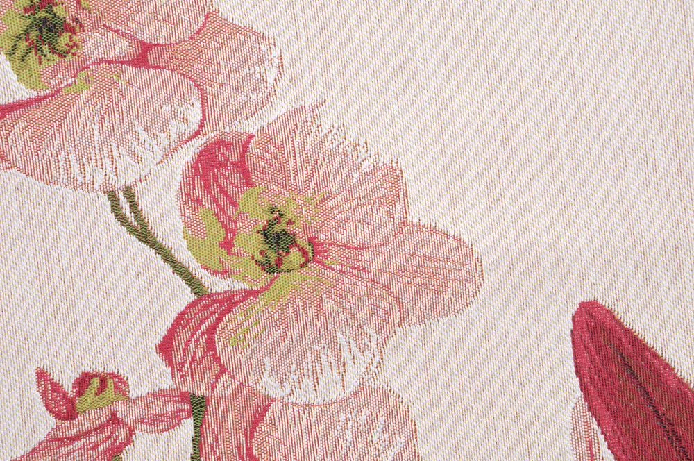 Pink Orchids White  French Tapestry Table Runner