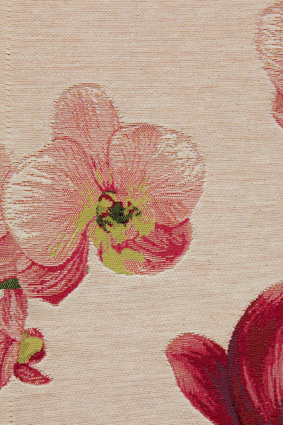 Pink Orchids White French Tapestry Table Runner