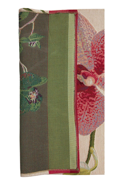 Pink Orchids White French Tapestry Table Runner