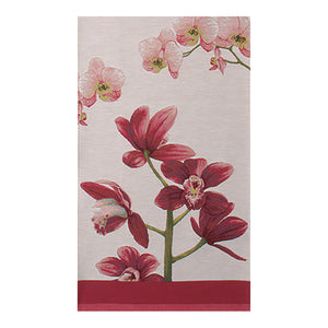 Pink Orchids White French Tapestry Table Runner