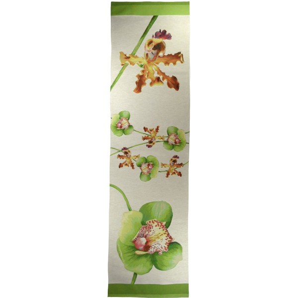 Orchids White French Tapestry Table Runner