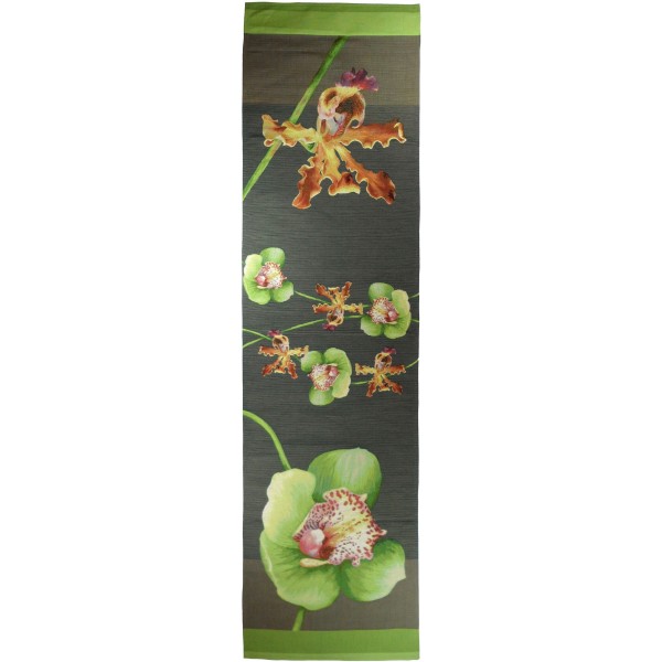 Orchids Gray French Tapestry Table Runner