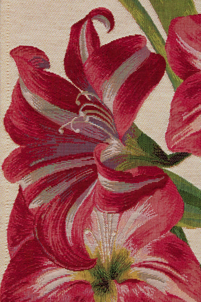 Amaryllis White French Tapestry Table Runner