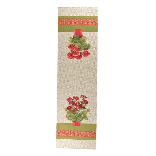 Geranium Red French Tapestry Table Runner