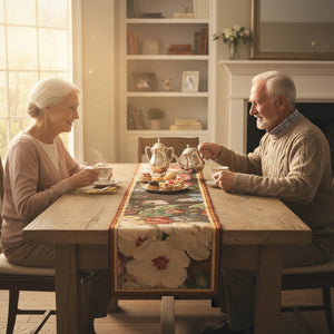 Flowers Dark French Tapestry Table Runner