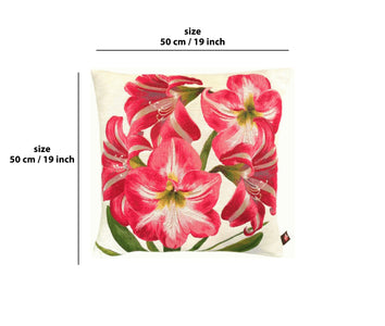 Amaryllis 5 Flowers White  French Tapestry Cushion
