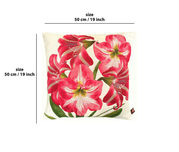 Amaryllis 5 Flowers White  French Tapestry Cushion