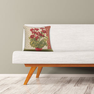 Geranium I Red French Tapestry Cushion