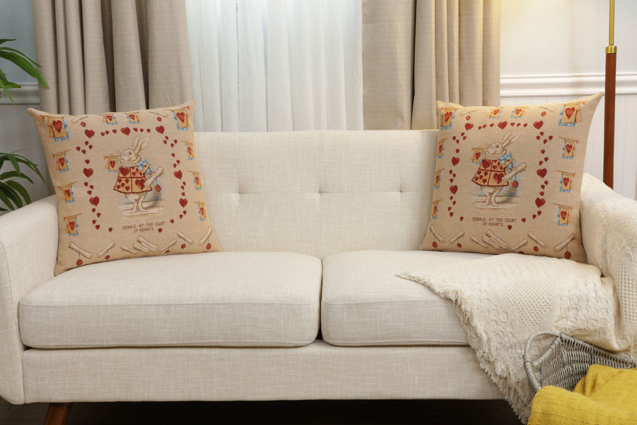 Heart Rabbit Alice In Wonderland French Tapestry Cushion