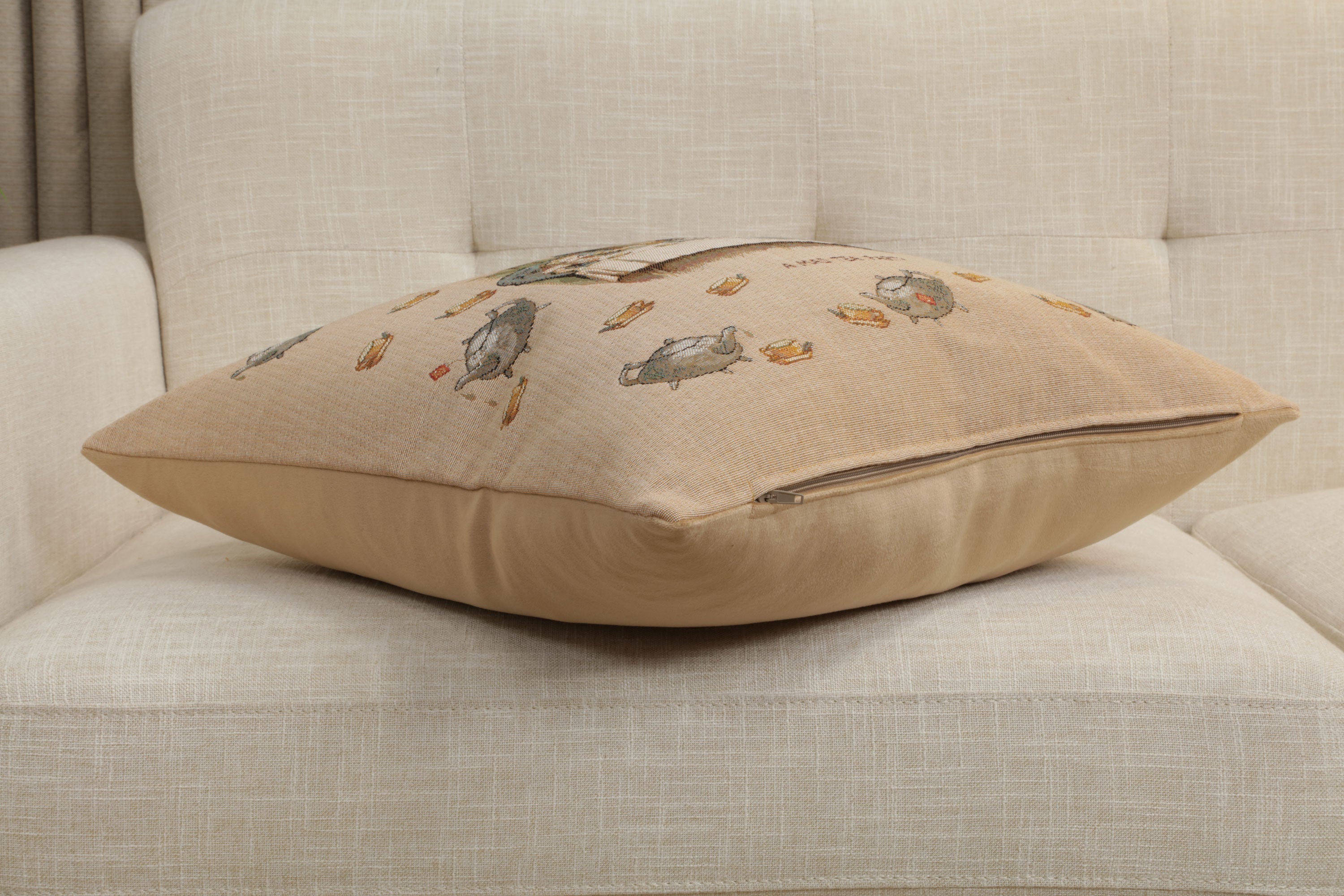 The Tea Party Alice In Wonderland French Tapestry Cushion