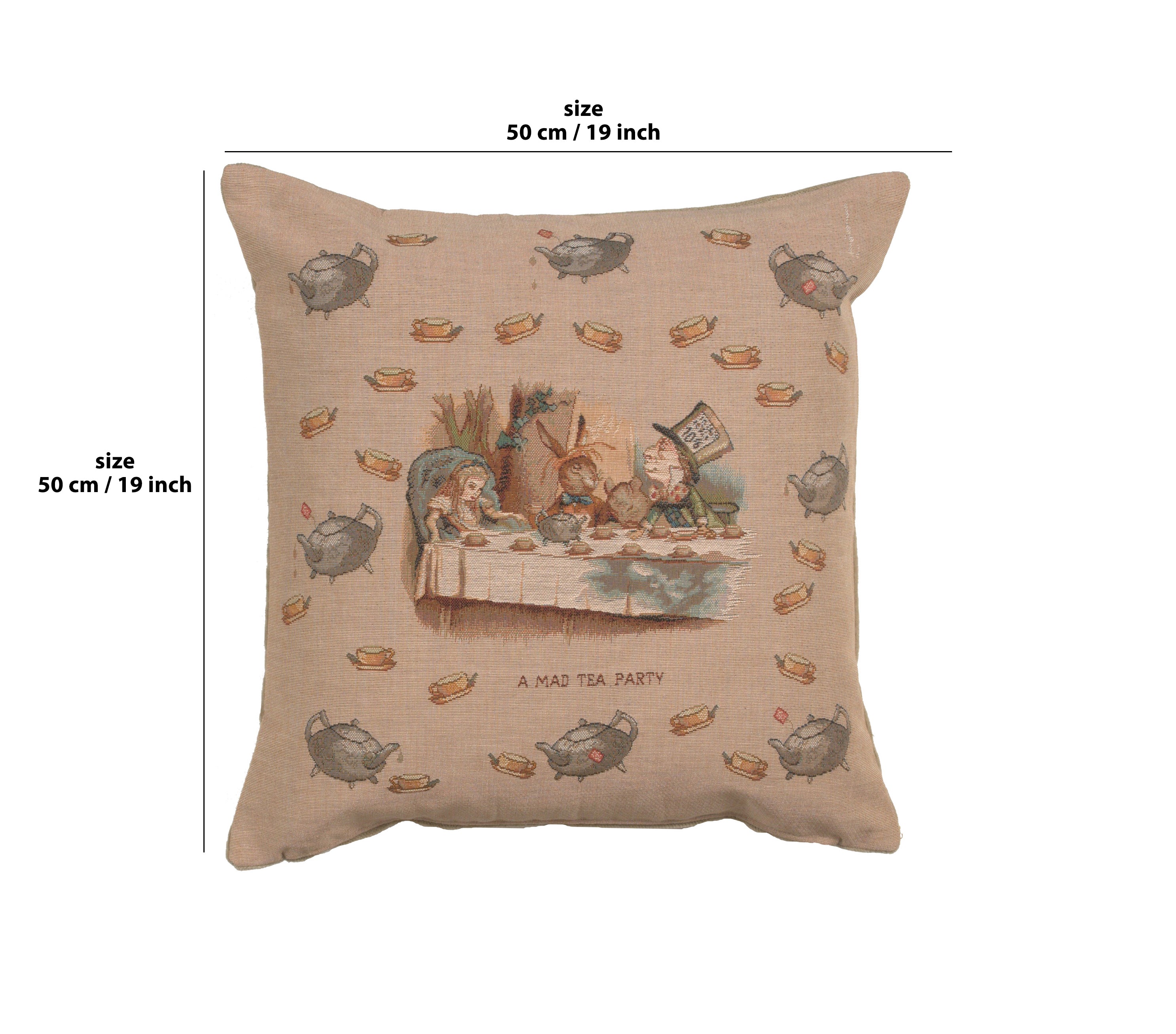 The Tea Party Alice In Wonderland French Tapestry Cushion
