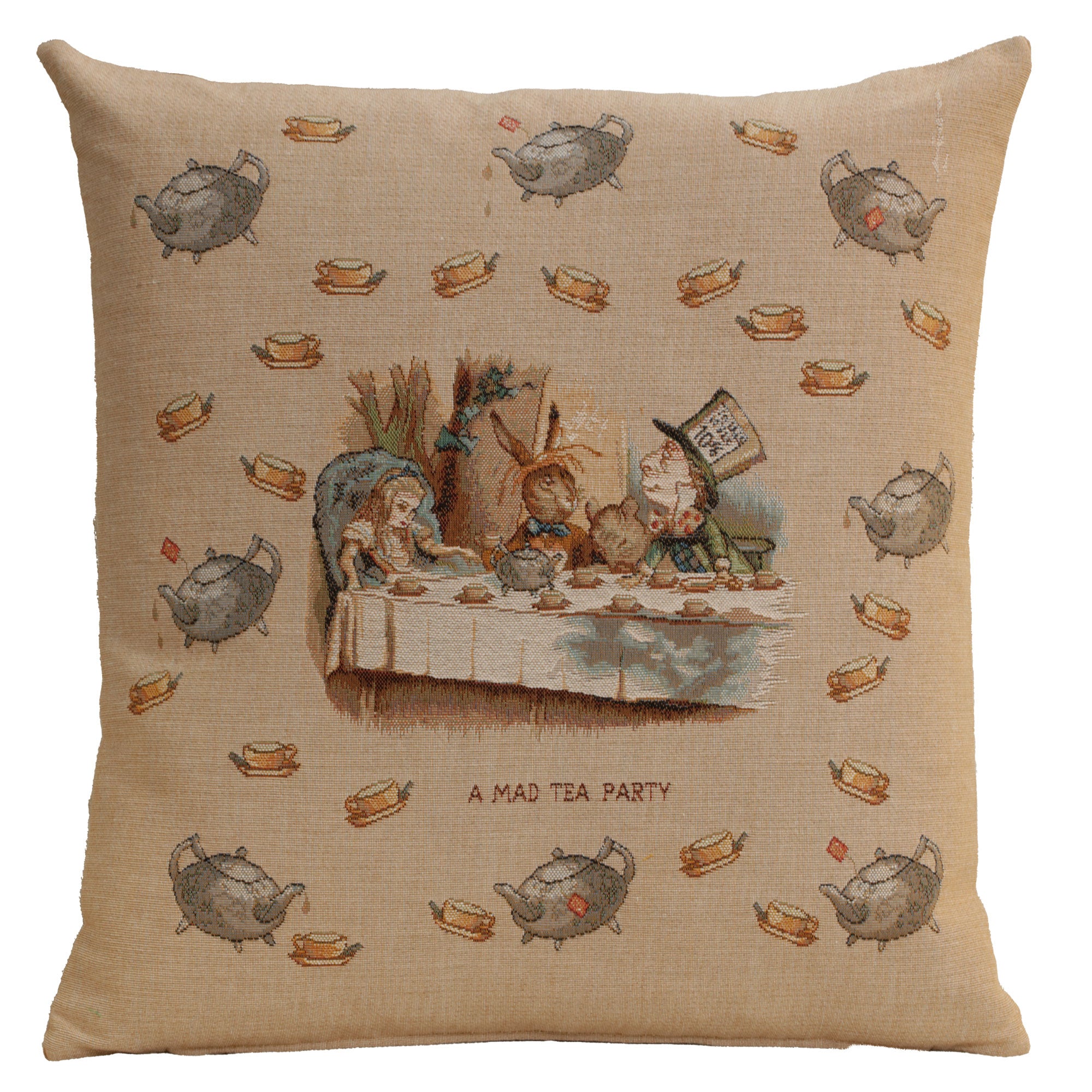 The Tea Party Alice In Wonderland French Tapestry Cushion