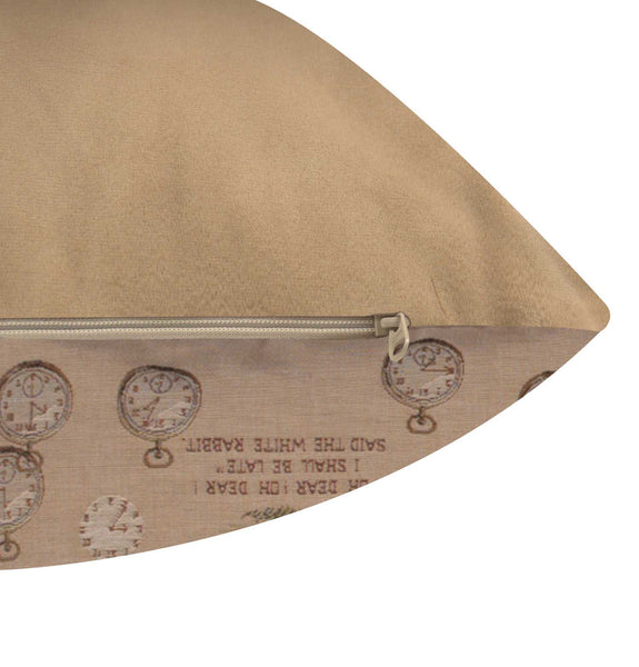 Late Rabbit Alice In Wonderland French Tapestry Cushion