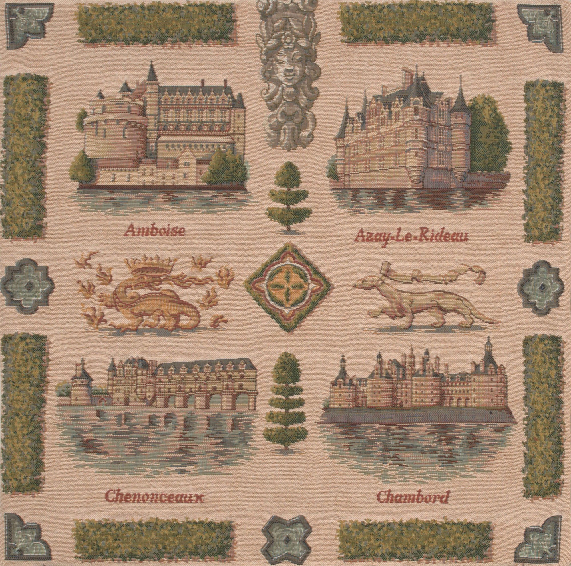 Loire's castle French Tapestry Cushion