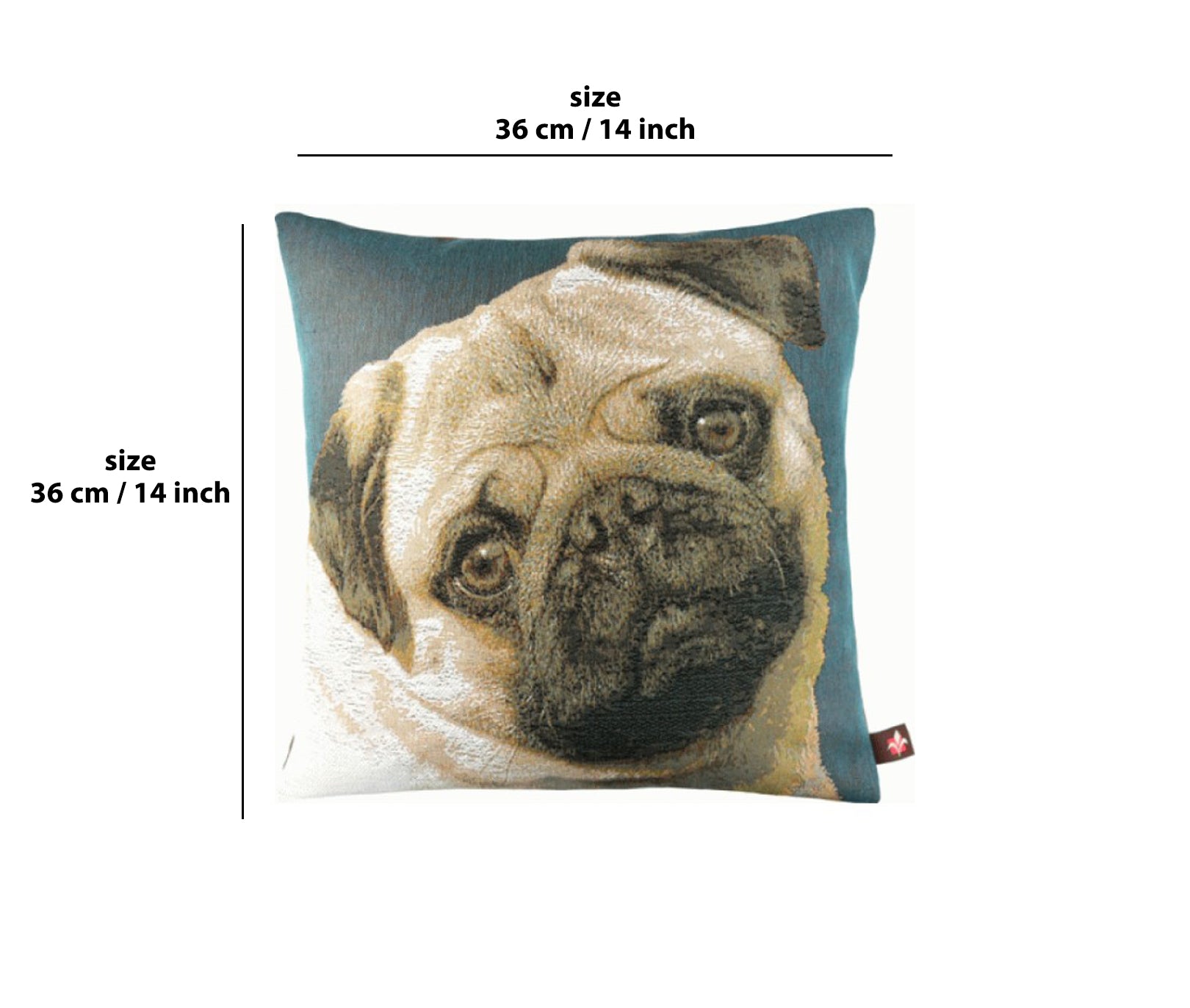 Pugs Face Blue II French Tapestry Cushion