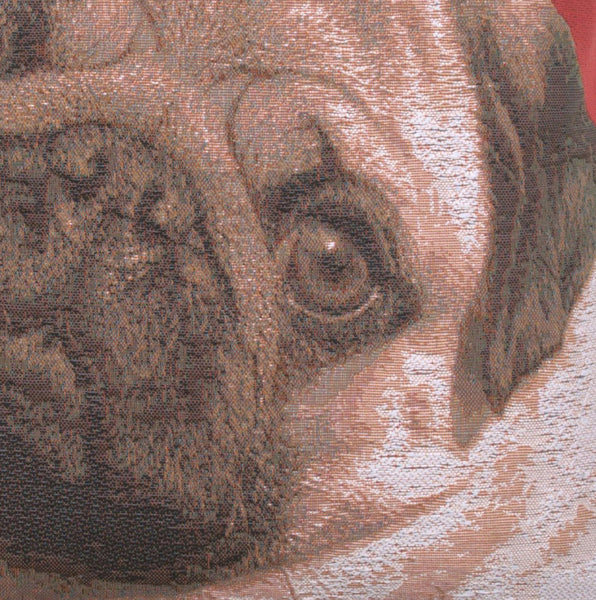Pugs Face Red I French Tapestry Cushion