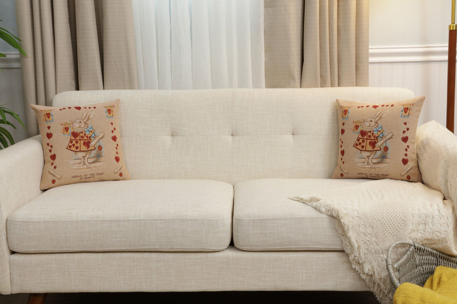 Heart Rabbit Alice In Wonderland I French Tapestry Cushion