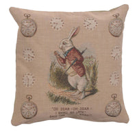 The Late Rabbit Alice In Wonderland I French Tapestry Cushion by John Tenniel