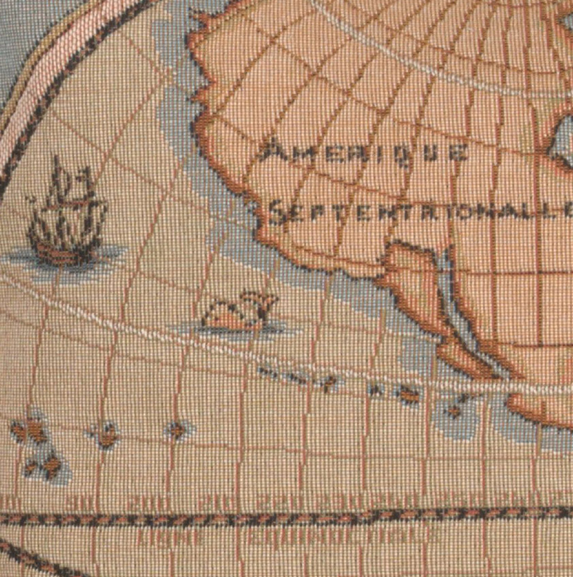 Map of Americas I French Tapestry Cushion