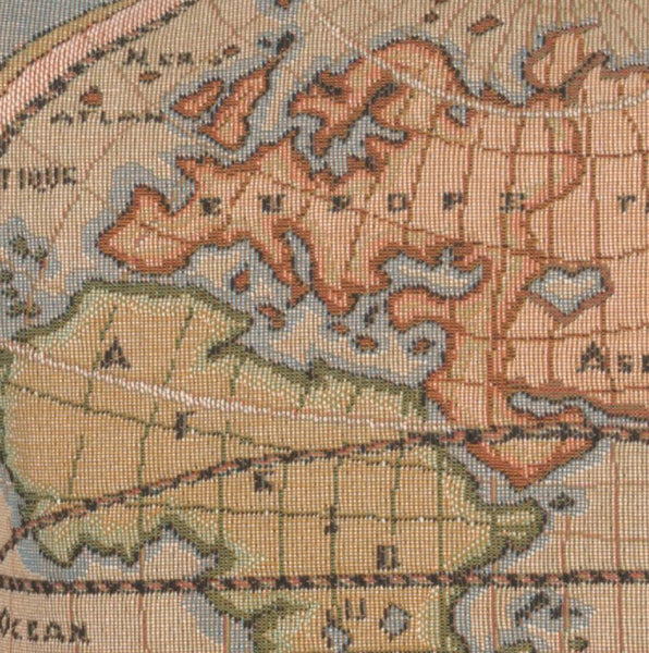 Map of Europe Asia and Africa French Tapestry Cushion