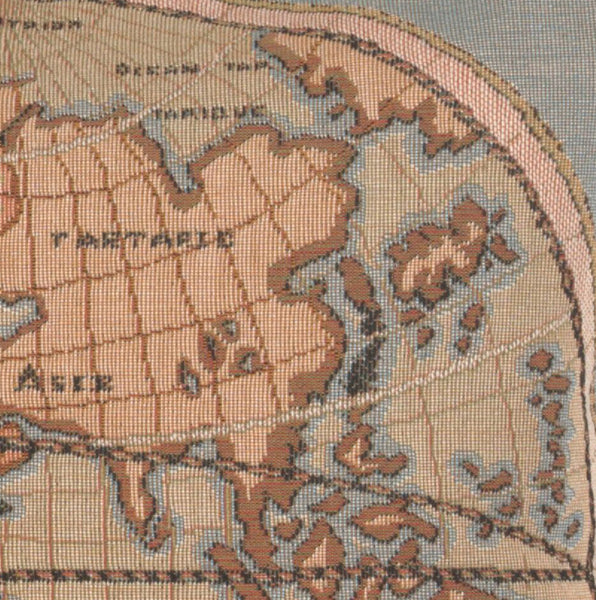 Map of Europe Asia and Africa French Tapestry Cushion