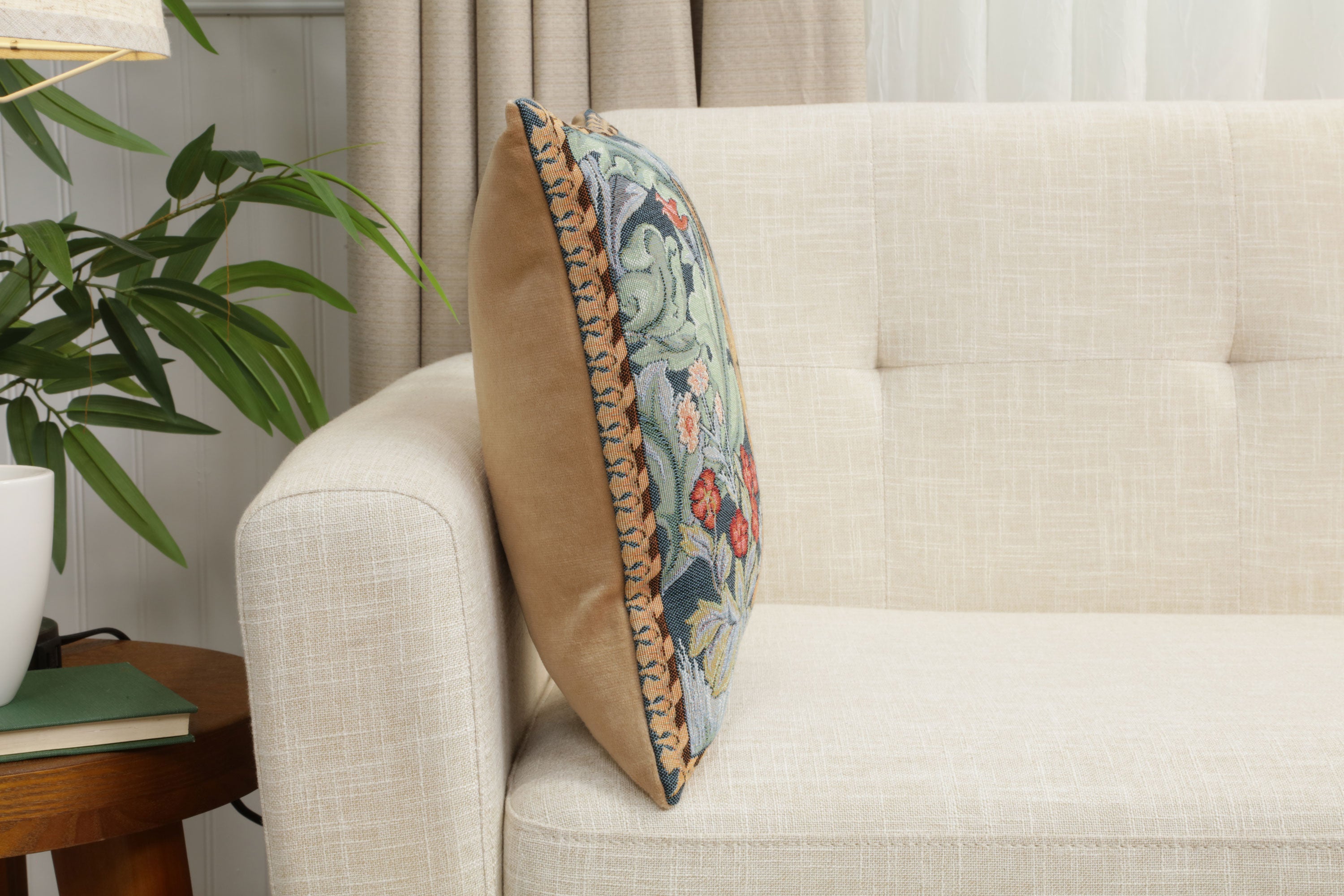 Rabbit as William Morris Left Small French Tapestry Cushion