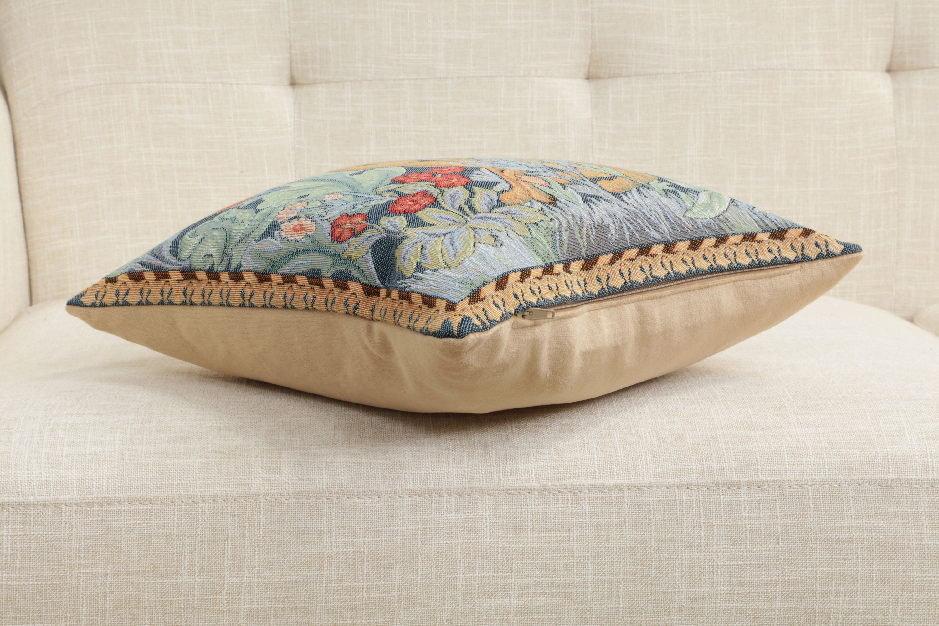 Rabbit as William Morris Left Small French Tapestry Cushion