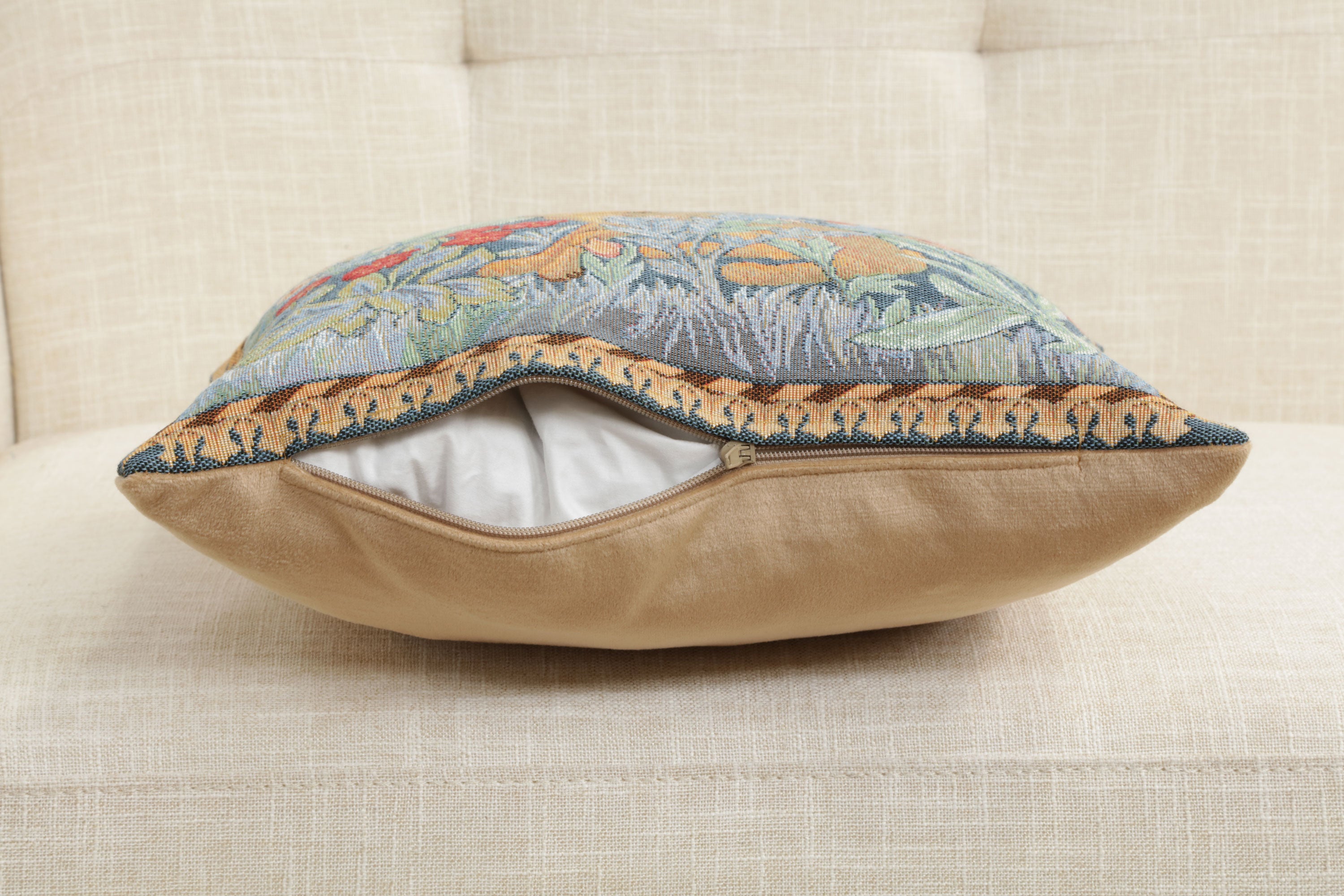 Rabbit as William Morris Left Small French Tapestry Cushion