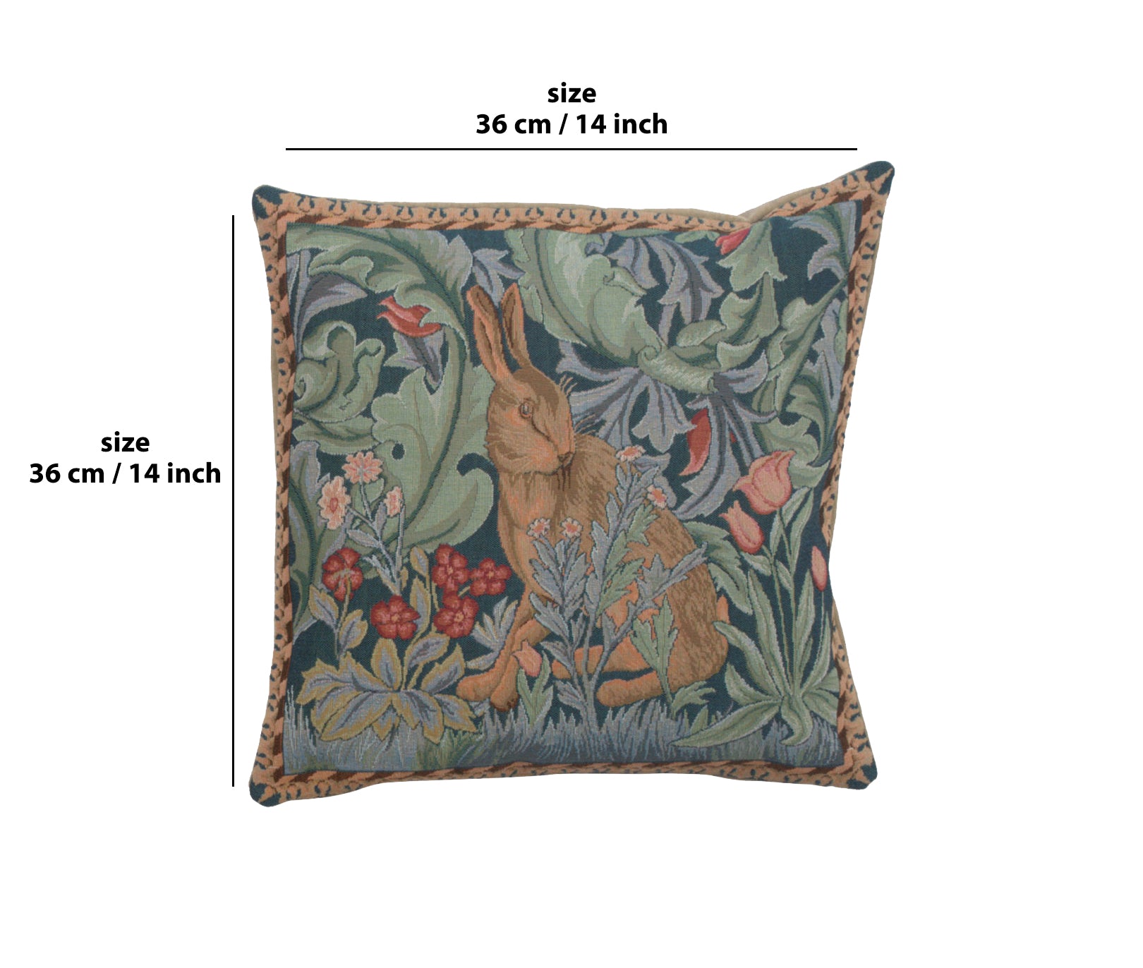 Rabbit as William Morris Left Small French Tapestry Cushion