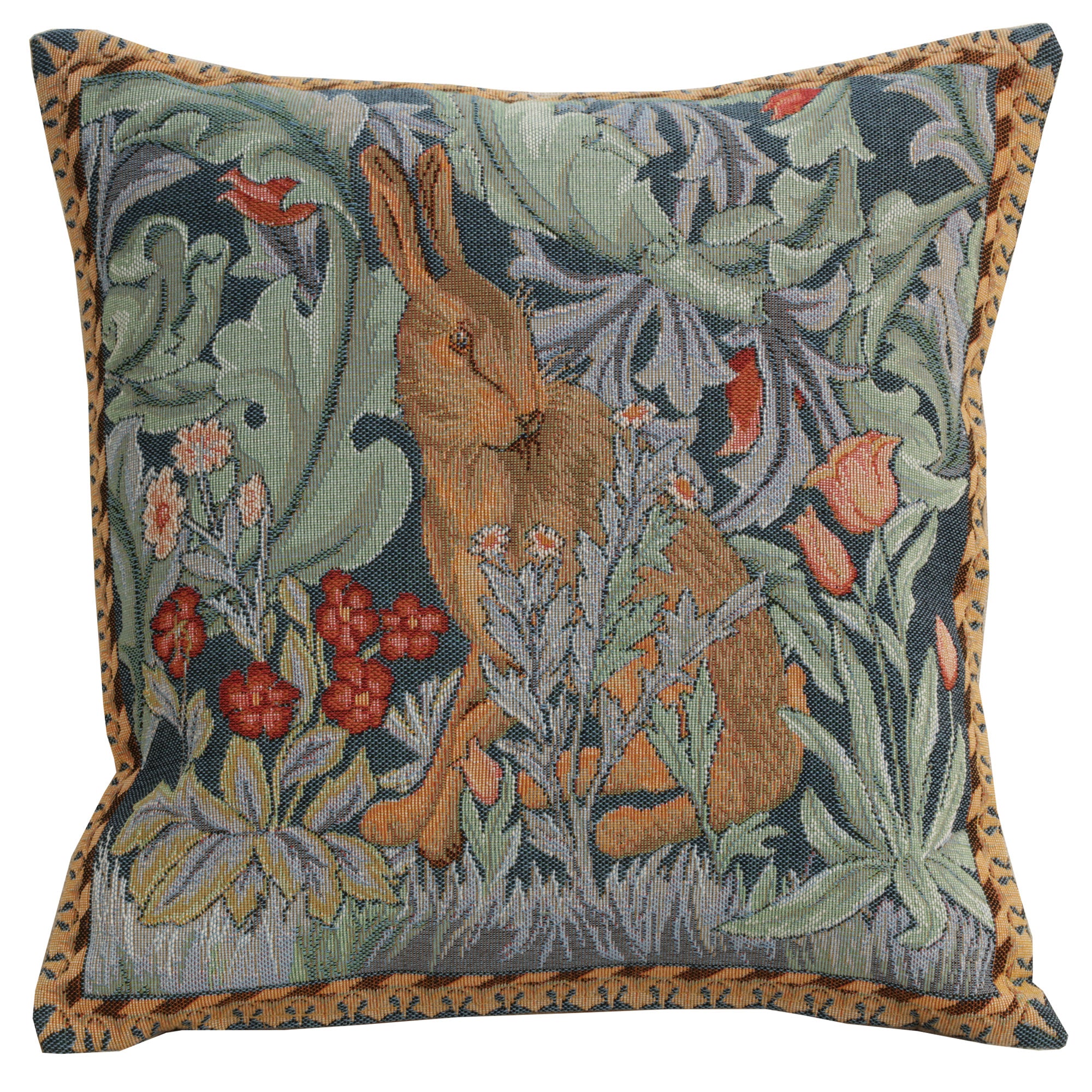 Rabbit as William Morris Left Small French Tapestry Cushion