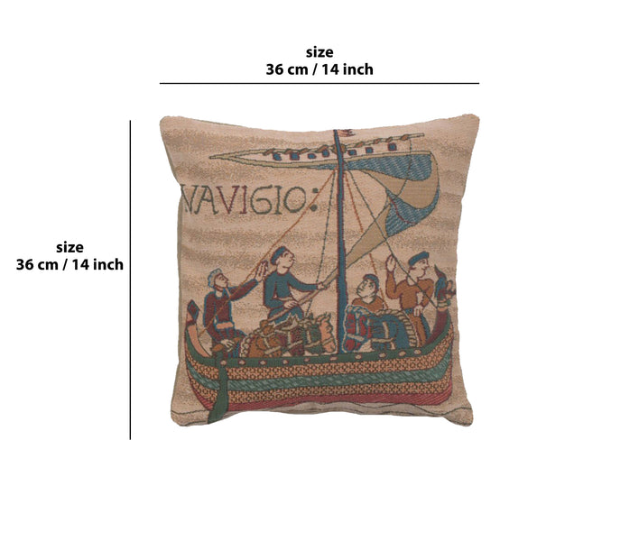 Bayeux The Boat French Tapestry Cushion