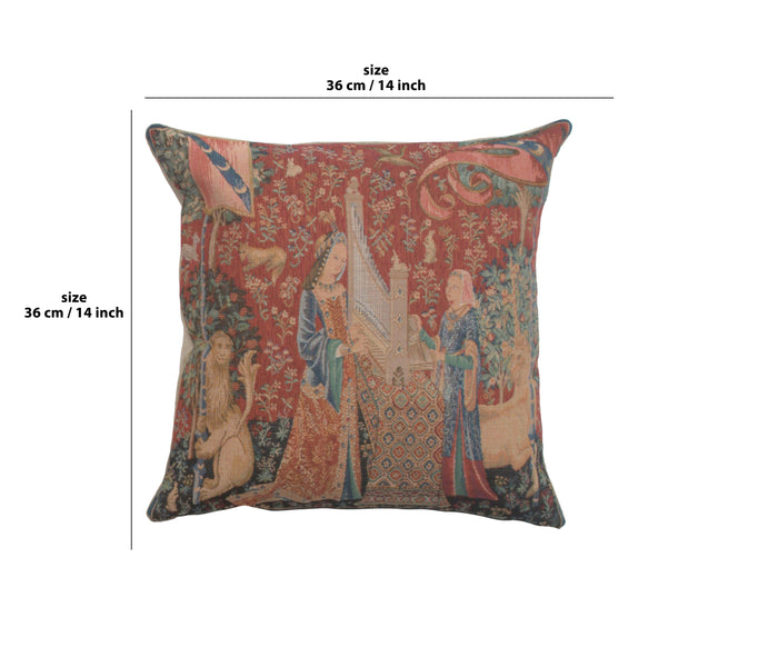 The Hearing  I Small French Tapestry Cushion