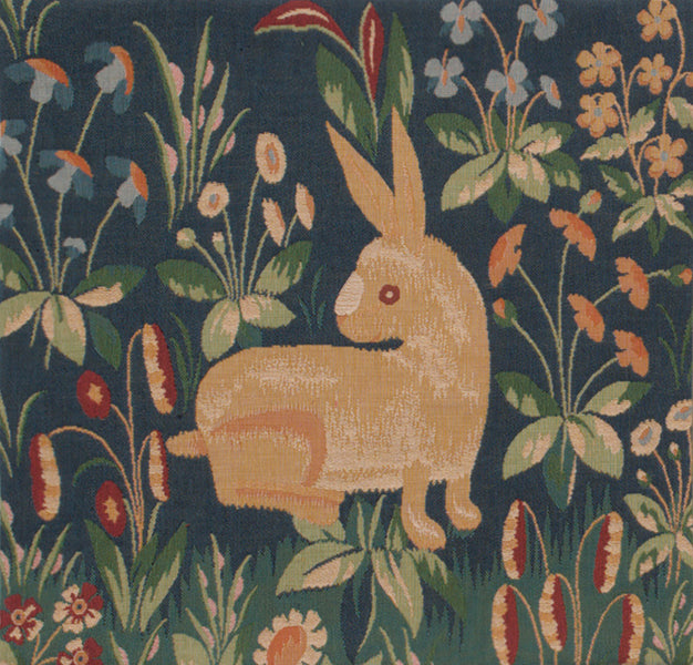 Rabbit in Blue II French Tapestry Cushion